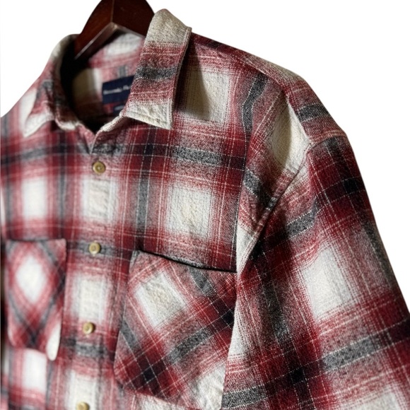 Abercrombie & Fitch Plaid Flannel Oversized Shirt Button Up Top Shirt Jacket M - Picture 8 of 17